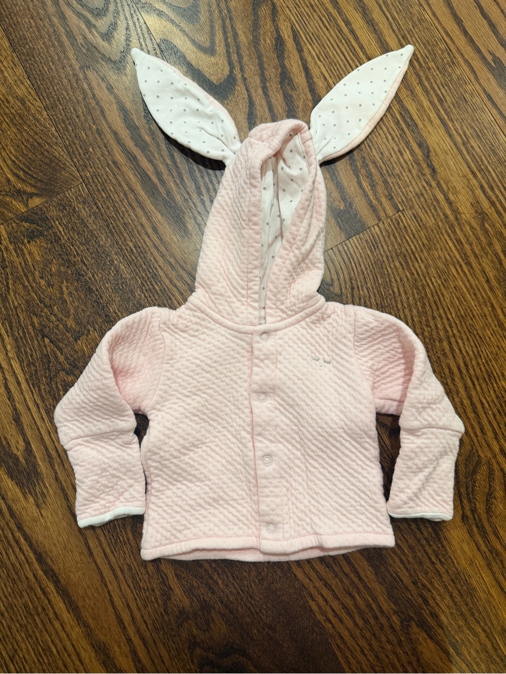 Lively Pink Bunny-Ear Quilted Hooded Jacket